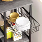 Étagère de Boulanger Celebalcony avec Prise de Courant, Étagères de Rangement Ouvertes de 34,7 po avec Panier en Fil, Support de Micro-ondes de Cuisine avec 6 Crochets en Forme de S