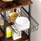 Étagère de Boulanger Celebalcony avec Prise de Courant, Étagères de Rangement Ouvertes de 34,7 po avec Panier en Fil, Support de Micro-ondes de Cuisine avec 6 Crochets en Forme de S