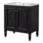 Meuble-lavabo de salle de bain 30 po, armoire de rangement de salle de bain avec tiroir et étagère de porte, meuble-lavabo simple