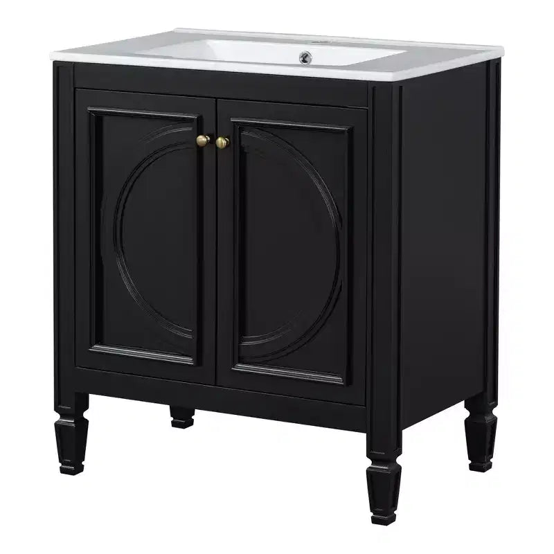 Meuble-lavabo de salle de bain 30 po, armoire de rangement de salle de bain avec tiroir et étagère de porte, meuble-lavabo simple