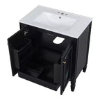Meuble-lavabo de salle de bain 30 po, armoire de rangement de salle de bain avec tiroir et étagère de porte, meuble-lavabo simple