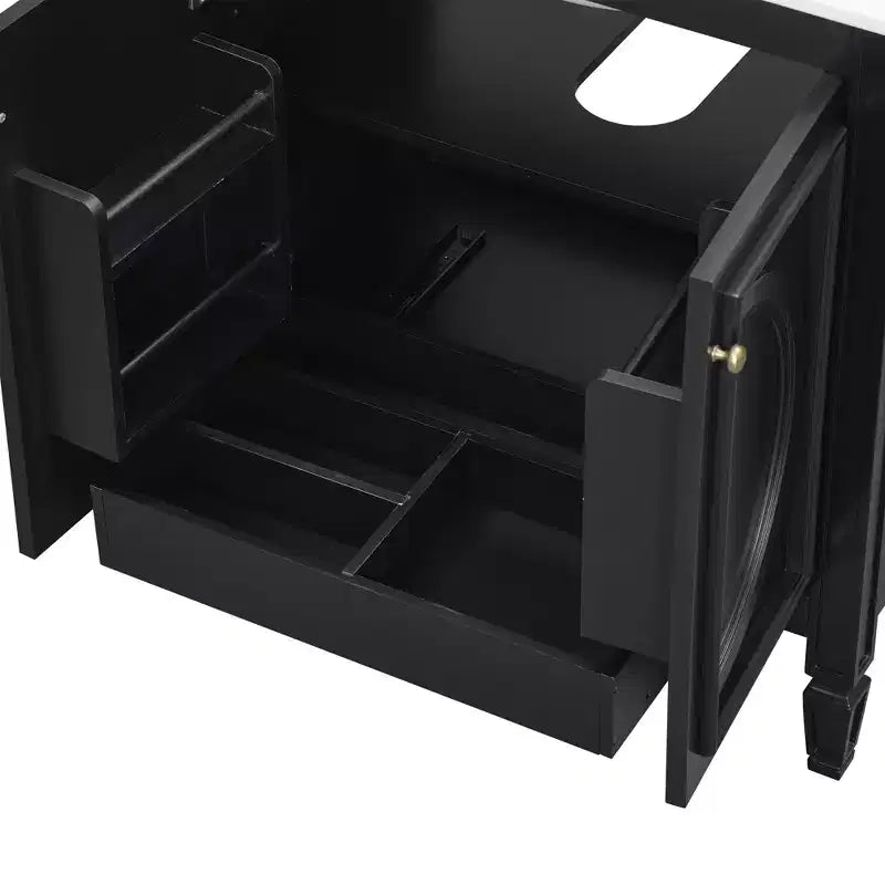 Meuble-lavabo de salle de bain 30 po, armoire de rangement de salle de bain avec tiroir et étagère de porte, meuble-lavabo simple