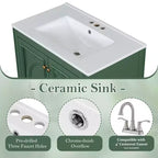 Meuble-lavabo de salle de bain 30 po, armoire de rangement de salle de bain avec tiroir et étagère de porte, meuble-lavabo simple
