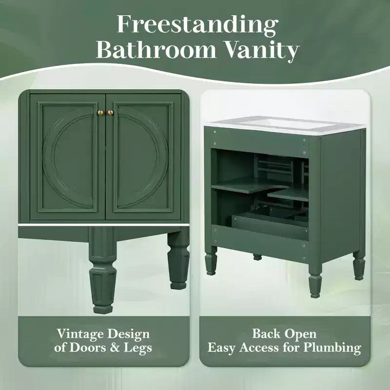 Meuble-lavabo de salle de bain 30 po, armoire de rangement de salle de bain avec tiroir et étagère de porte, meuble-lavabo simple