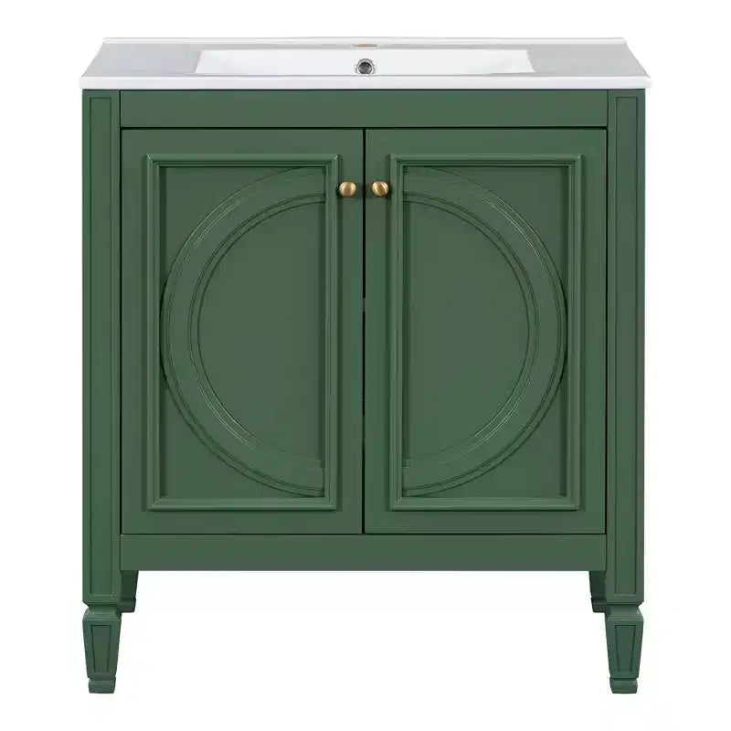 Meuble-lavabo de salle de bain 30 po, armoire de rangement de salle de bain avec tiroir et étagère de porte, meuble-lavabo simple