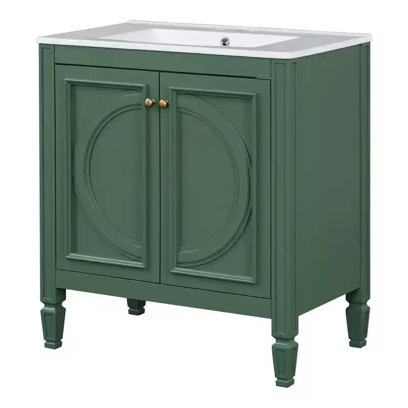 Meuble-lavabo de salle de bain 30 po, armoire de rangement de salle de bain avec tiroir et étagère de porte, meuble-lavabo simple