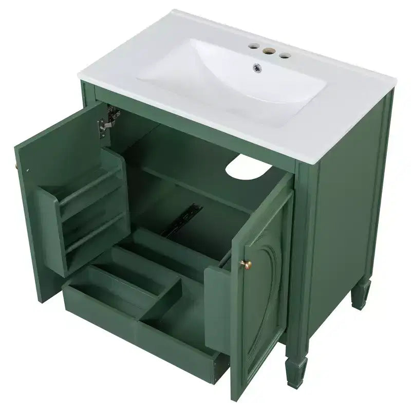 Meuble-lavabo de salle de bain 30 po, armoire de rangement de salle de bain avec tiroir et étagère de porte, meuble-lavabo simple