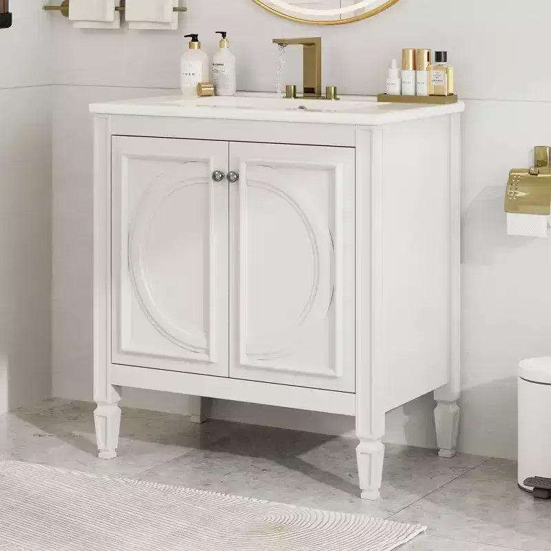 Meuble-lavabo de salle de bain 30 po, armoire de rangement de salle de bain avec tiroir et étagère de porte, meuble-lavabo simple