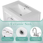 Meuble-lavabo de salle de bain 30 po, armoire de rangement de salle de bain avec tiroir et étagère de porte, meuble-lavabo simple
