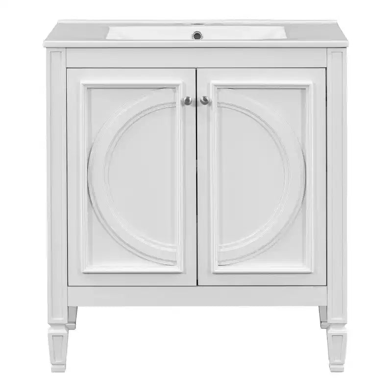 Meuble-lavabo de salle de bain 30 po, armoire de rangement de salle de bain avec tiroir et étagère de porte, meuble-lavabo simple