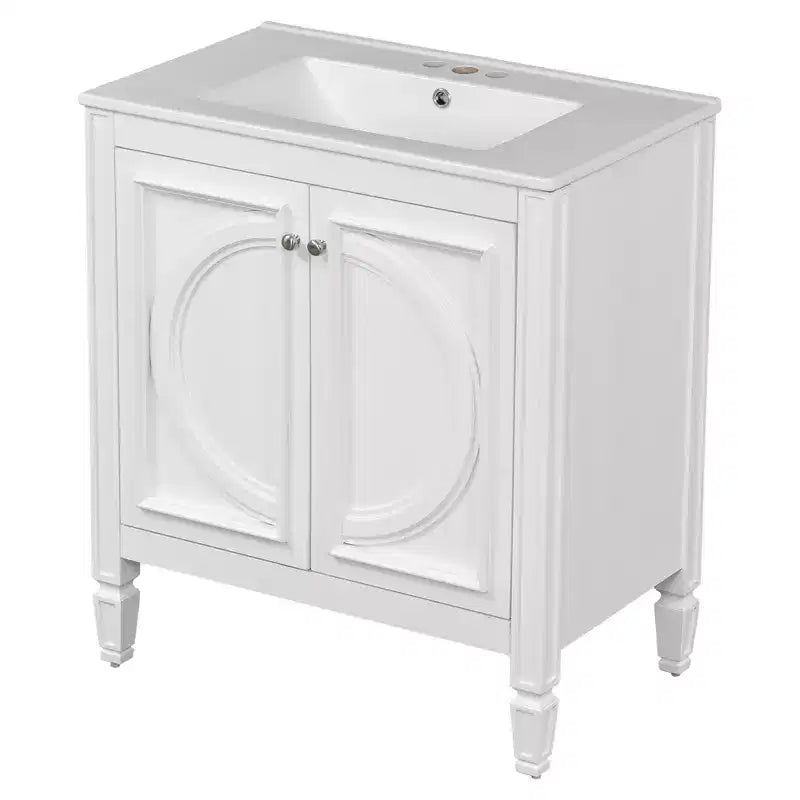 Meuble-lavabo de salle de bain 30 po, armoire de rangement de salle de bain avec tiroir et étagère de porte, meuble-lavabo simple