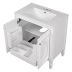 Meuble-lavabo de salle de bain 30 po, armoire de rangement de salle de bain avec tiroir et étagère de porte, meuble-lavabo simple