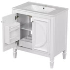 Meuble-lavabo de salle de bain 30 po, armoire de rangement de salle de bain avec tiroir et étagère de porte, meuble-lavabo simple