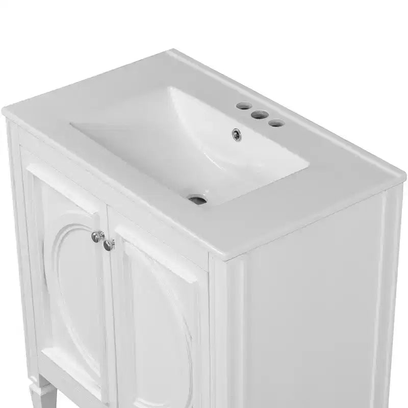 Meuble-lavabo de salle de bain 30 po, armoire de rangement de salle de bain avec tiroir et étagère de porte, meuble-lavabo simple