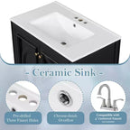 Meuble-lavabo de salle de bain 30 po, armoire de rangement de salle de bain avec tiroir et étagère de porte, meuble-lavabo simple