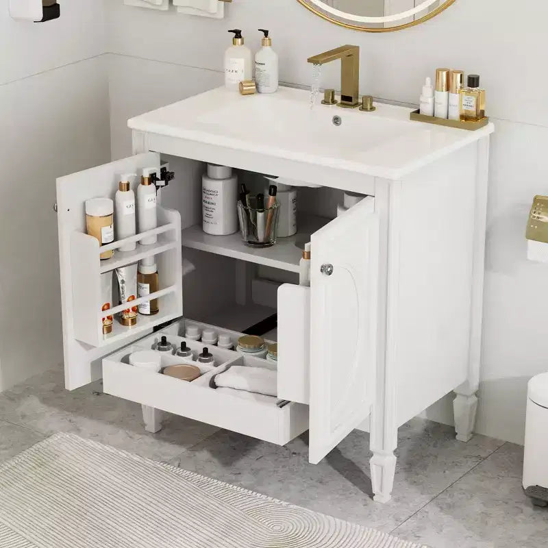 Meuble-lavabo de salle de bain 30 po, armoire de rangement de salle de bain avec tiroir et étagère de porte, meuble-lavabo simple