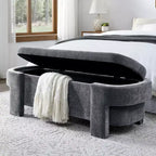 Chenille Bench with Large Storage Space for the Living Room Entryway Bedroom Hallway Apartment Lounge, Upholstered Ottoman