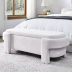 Chenille Bench with Large Storage Space for the Living Room Entryway Bedroom Hallway Apartment Lounge, Upholstered Ottoman