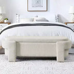 Chenille Bench with Large Storage Space for the Living Room Entryway Bedroom Hallway Apartment Lounge, Upholstered Ottoman