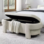 Chenille Bench with Large Storage Space for the Living Room Entryway Bedroom Hallway Apartment Lounge, Upholstered Ottoman