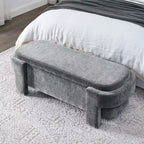 Chenille Bench with Large Storage Space for the Living Room Entryway Bedroom Hallway Apartment Lounge, Upholstered Ottoman