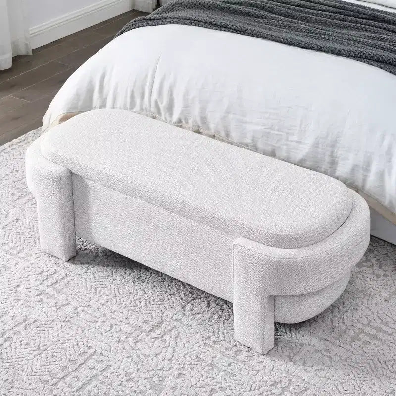 Chenille Bench with Large Storage Space for the Living Room Entryway Bedroom Hallway Apartment Lounge, Upholstered Ottoman