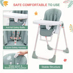Chaise haute pliante pour bébés et tout-petards - Harnais de sécurité réglable à 5 points, plusieurs positions d'inclinaison, plateau amovible facile à nettoyer et design léger