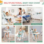 Chaise haute pliante pour bébés et tout-petards - Harnais de sécurité réglable à 5 points, plusieurs positions d'inclinaison, plateau amovible facile à nettoyer et design léger