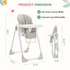 Chaise haute pliante pour bébés et tout-petards - Harnais de sécurité réglable à 5 points, plusieurs positions d'inclinaison, plateau amovible facile à nettoyer et design léger