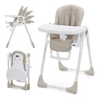 Chaise haute pliante pour bébés et tout-petards - Harnais de sécurité réglable à 5 points, plusieurs positions d'inclinaison, plateau amovible facile à nettoyer et design léger