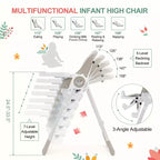 Chaise haute pliante pour bébés et tout-petards - Harnais de sécurité réglable à 5 points, plusieurs positions d'inclinaison, plateau amovible facile à nettoyer et design léger