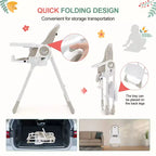 Chaise haute pliante pour bébés et tout-petards - Harnais de sécurité réglable à 5 points, plusieurs positions d'inclinaison, plateau amovible facile à nettoyer et design léger