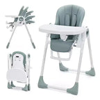 Chaise haute pliante pour bébés et tout-petards - Harnais de sécurité réglable à 5 points, plusieurs positions d'inclinaison, plateau amovible facile à nettoyer et design léger