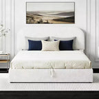 Luxystar Queen Size Upholstered Bed With Lift Up Storage, White