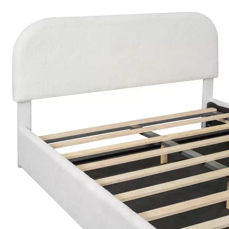 Luxystar Queen Size Upholstered Bed With Lift Up Storage, White