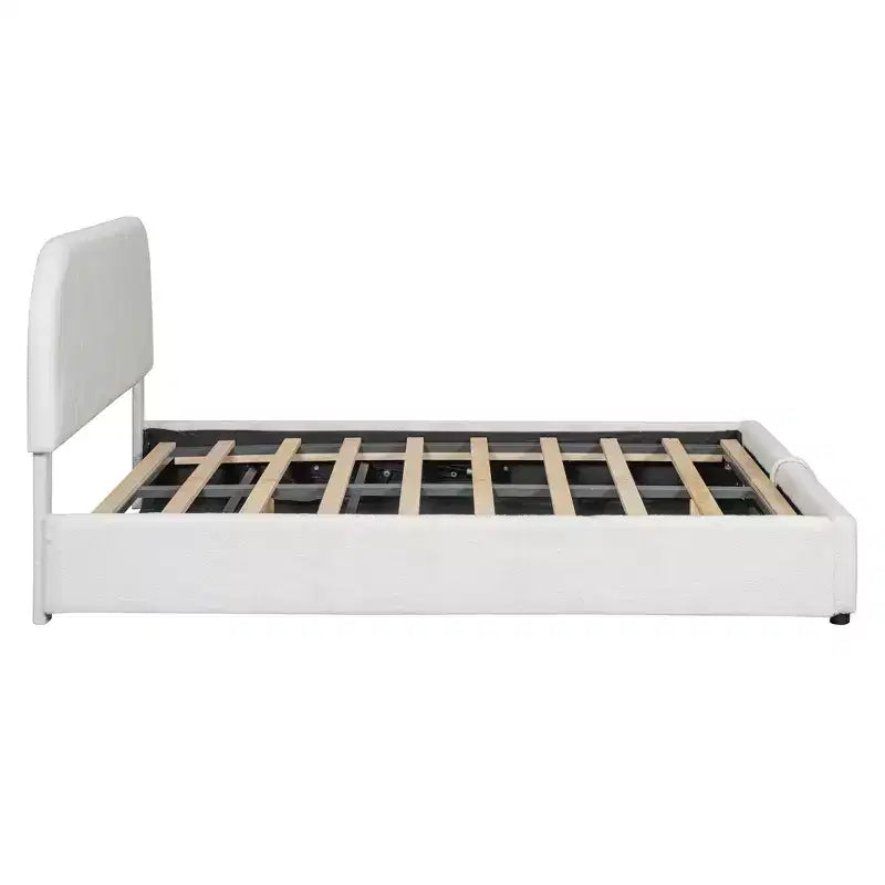 Luxystar Queen Size Upholstered Bed With Lift Up Storage, White