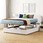Luxystar Queen Size Upholstered Bed With Lift Up Storage, White
