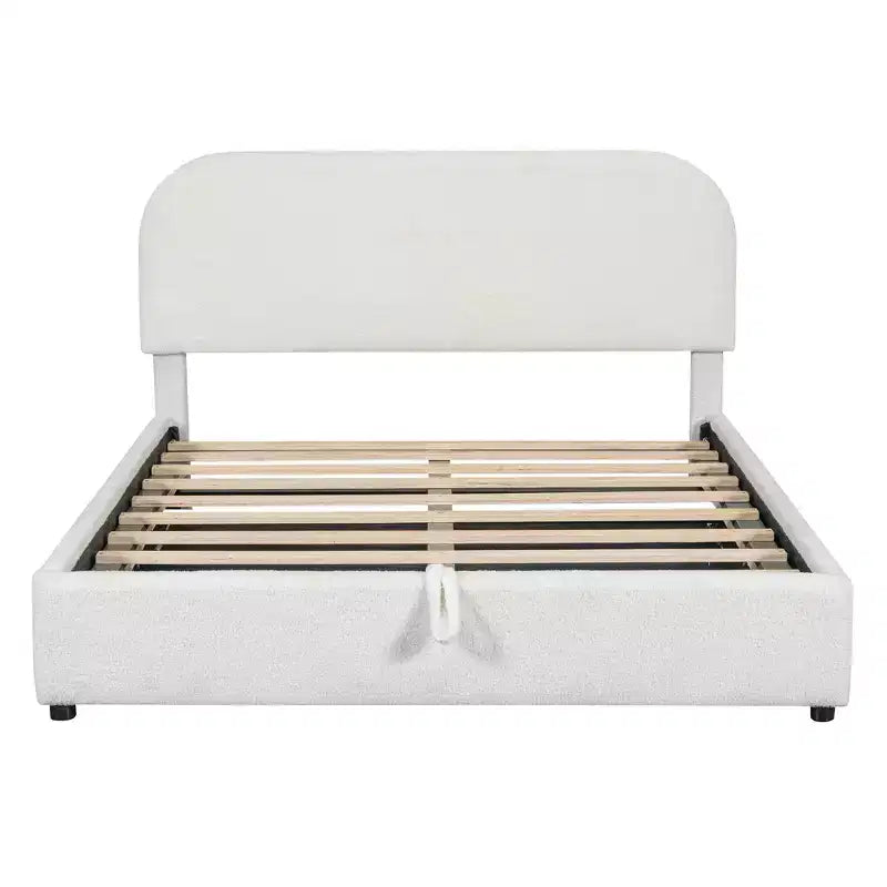Luxystar Queen Size Upholstered Bed With Lift Up Storage, White