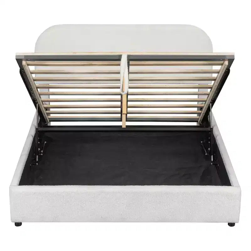 Luxystar Queen Size Upholstered Bed With Lift Up Storage, White