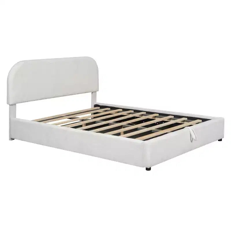 Luxystar Queen Size Upholstered Bed With Lift Up Storage, White