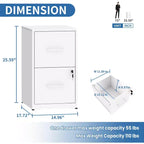 VIYET 25H 2-Drawer Lockable Vertical File Cabinet,Heavy-Duty Steel for Letter/Legal/A4/F4,Anti-Tip for Home Office(white)