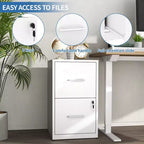 VIYET 25H 2-Drawer Lockable Vertical File Cabinet,Heavy-Duty Steel for Letter/Legal/A4/F4,Anti-Tip for Home Office(white)