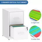 VIYET 25H 2-Drawer Lockable Vertical File Cabinet,Heavy-Duty Steel for Letter/Legal/A4/F4,Anti-Tip for Home Office(white)