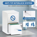 VIYET 25H 2-Drawer Lockable Vertical File Cabinet,Heavy-Duty Steel for Letter/Legal/A4/F4,Anti-Tip for Home Office(white)