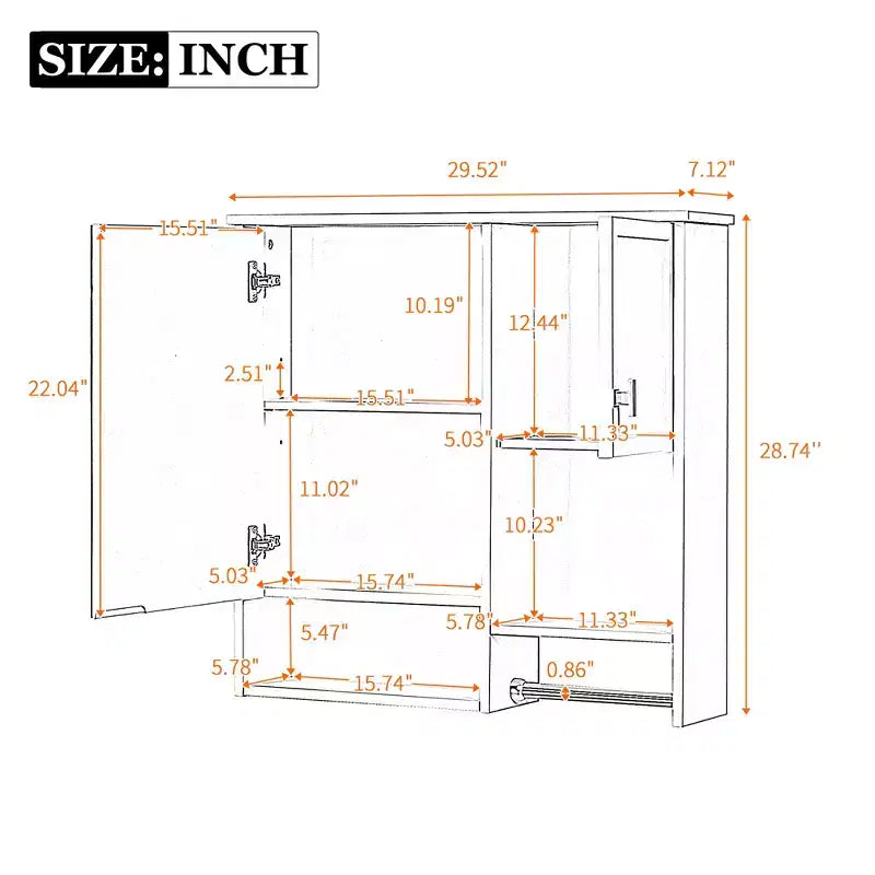 CASAINC 29'' x 28'' Wall Mounted Bathroom Medicine Cabinet with Mirror & Towel Bar