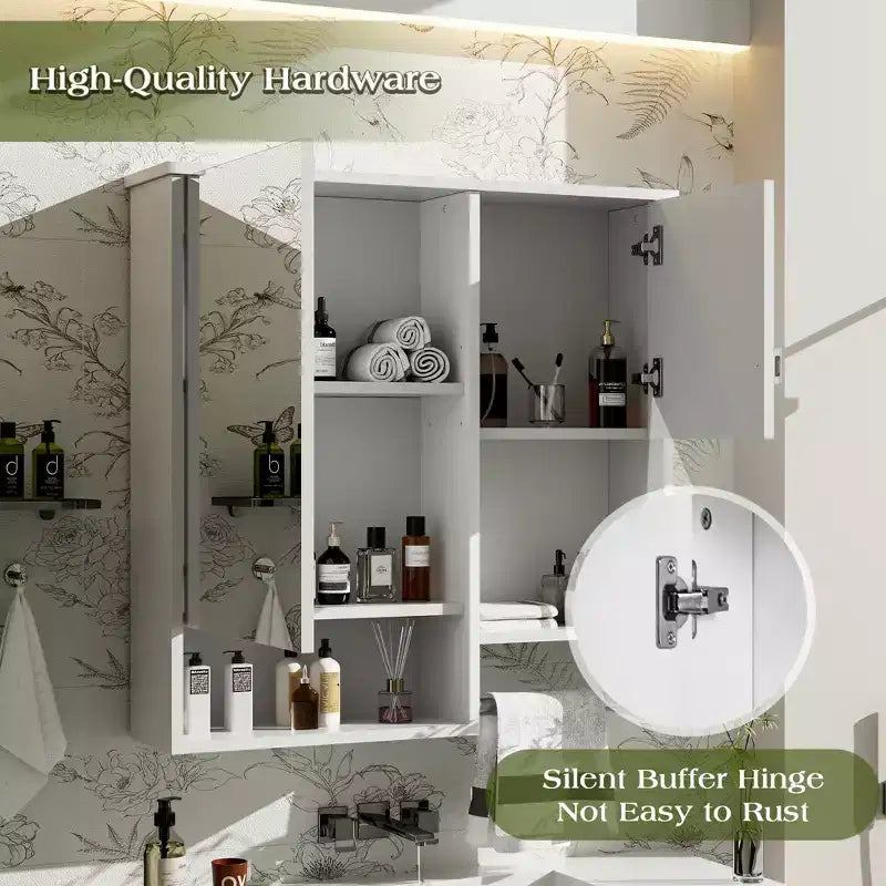 CASAINC 29'' x 28'' Wall Mounted Bathroom Medicine Cabinet with Mirror & Towel Bar