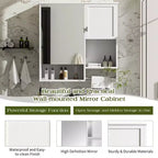 CASAINC 29'' x 28'' Wall Mounted Bathroom Medicine Cabinet with Mirror & Towel Bar