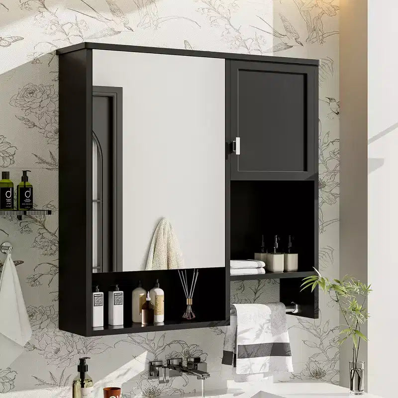 CASAINC 29'' x 28'' Wall Mounted Bathroom Medicine Cabinet with Mirror & Towel Bar