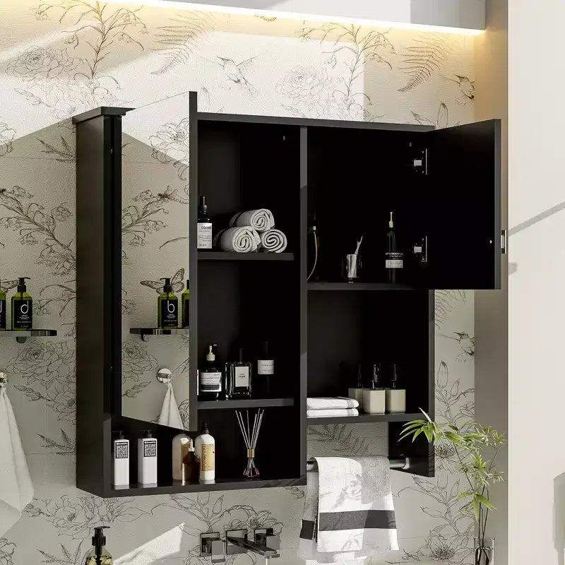 CASAINC 29'' x 28'' Wall Mounted Bathroom Medicine Cabinet with Mirror & Towel Bar