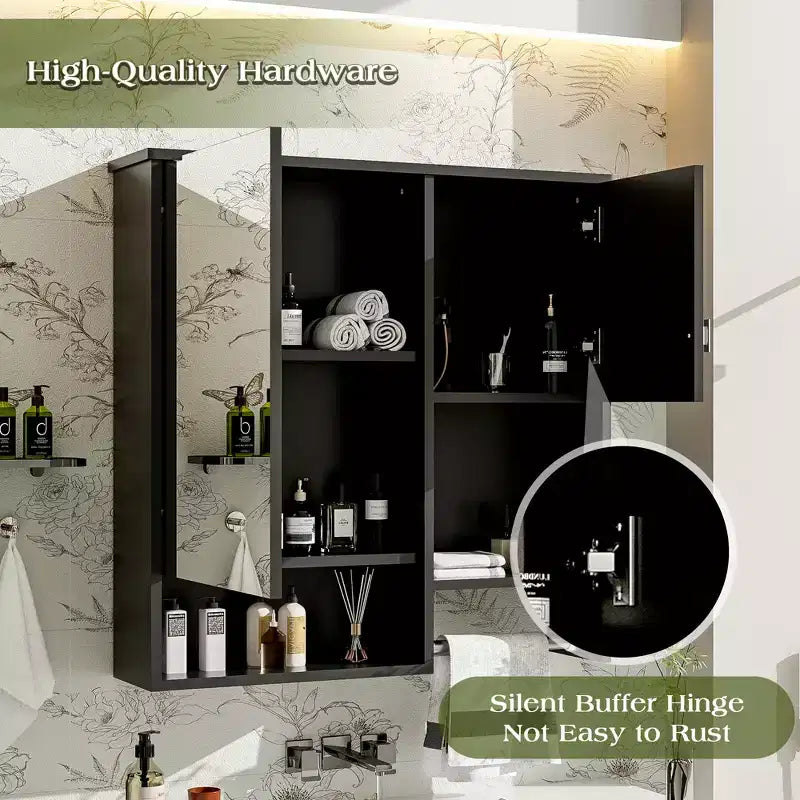 CASAINC 29'' x 28'' Wall Mounted Bathroom Medicine Cabinet with Mirror & Towel Bar